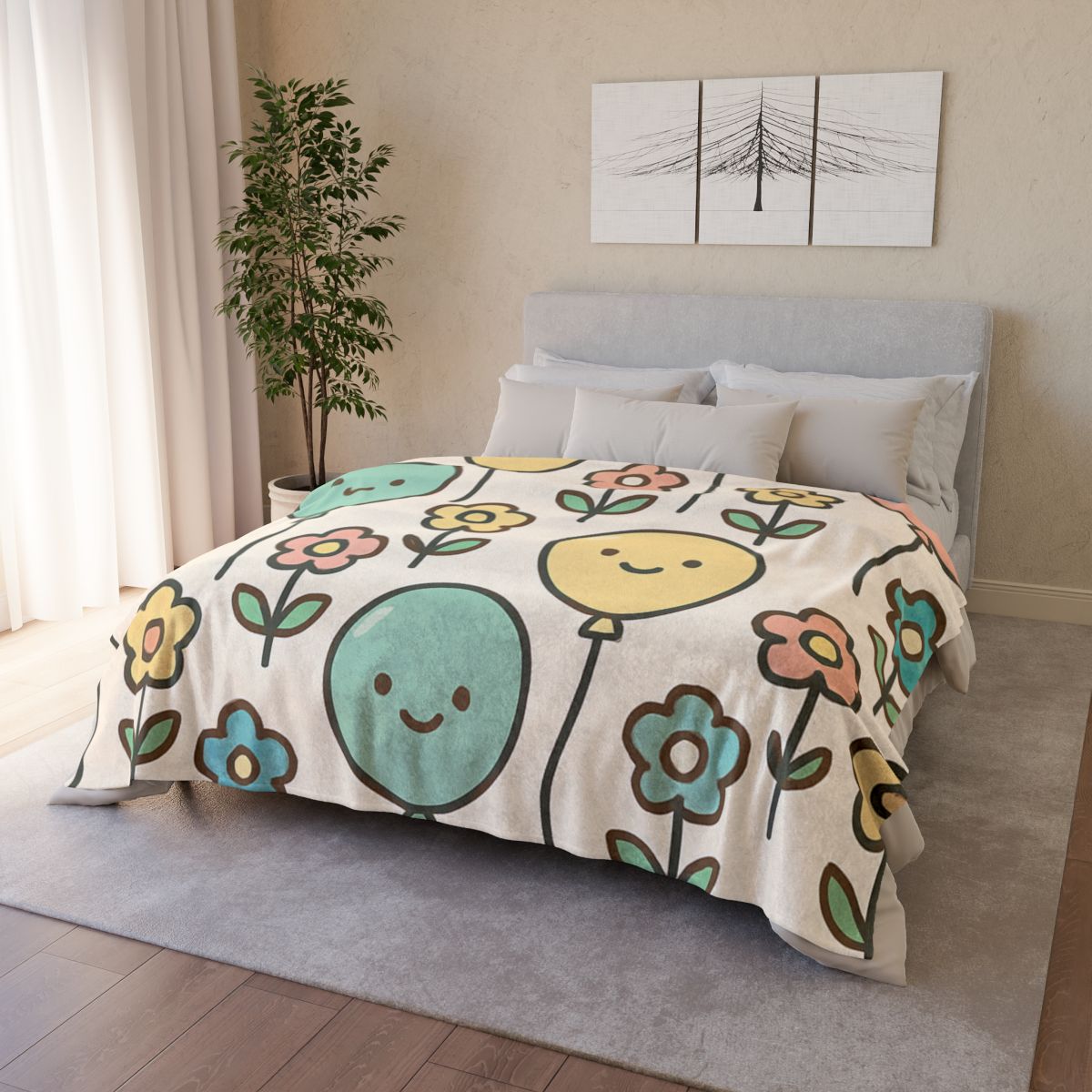 Sunny Balloon Garden Blanket