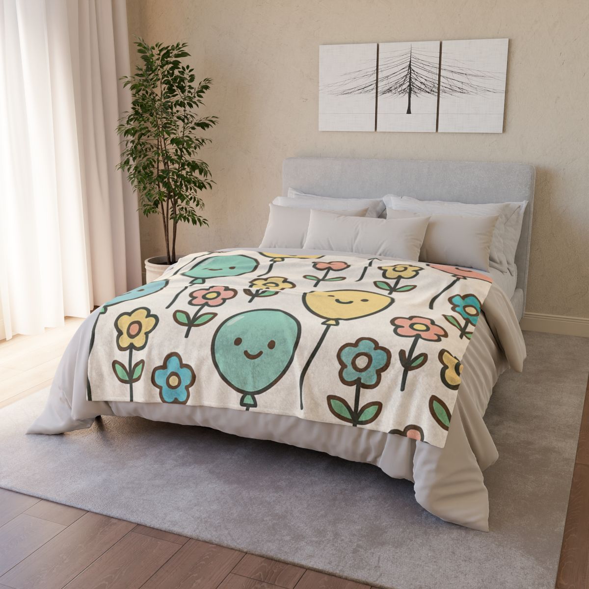 Sunny Balloon Garden Blanket