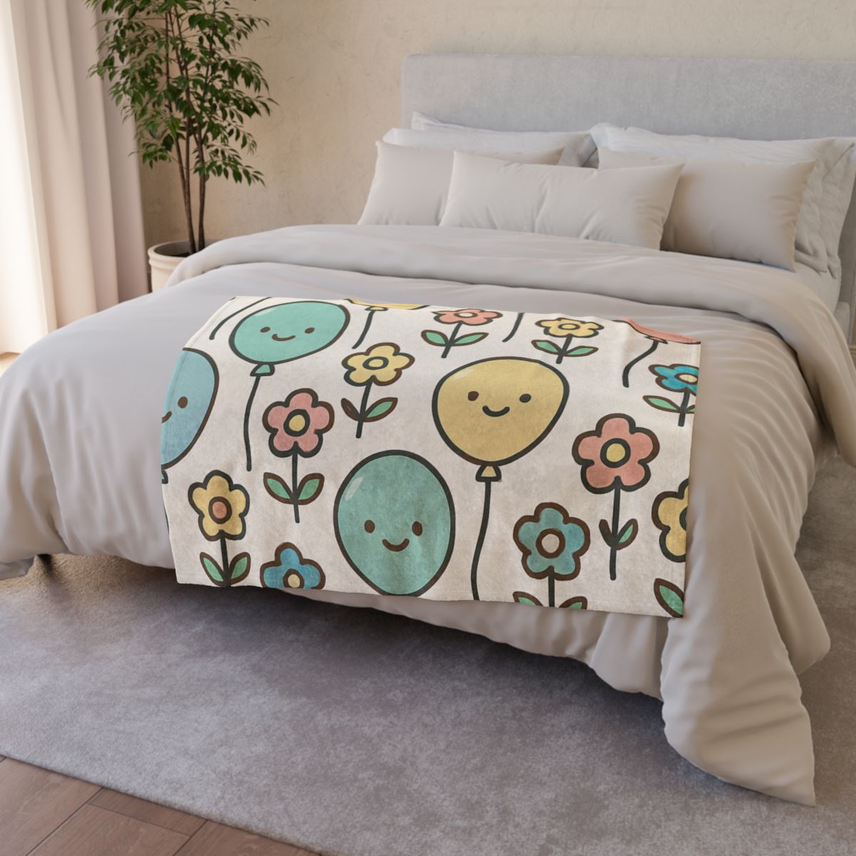 Sunny Balloon Garden Blanket