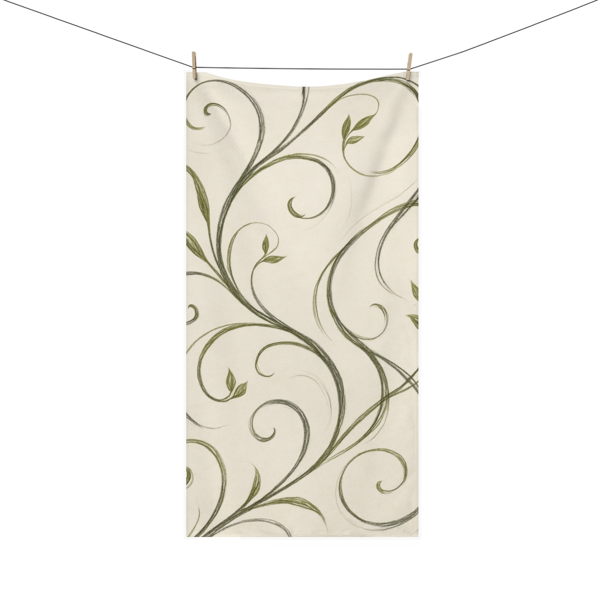 Tendril Ribbon Calligraphy decorative home towelscustom towels