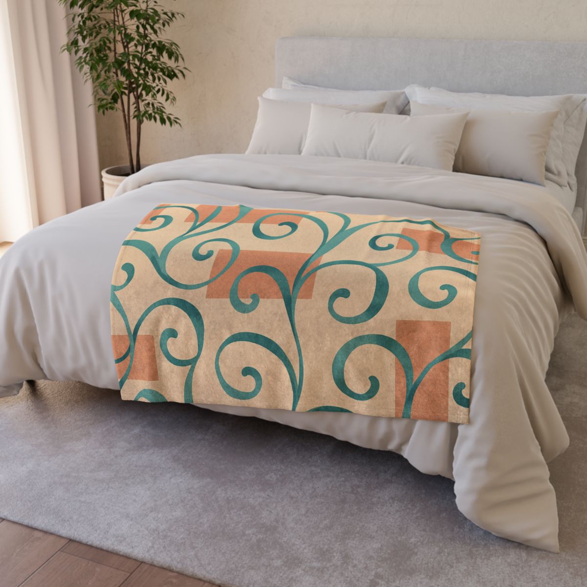 Tendril Ribbon Grid designer printed blankets