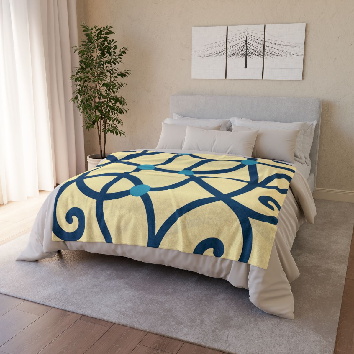Tendril Ribbon Network designer printed blankets