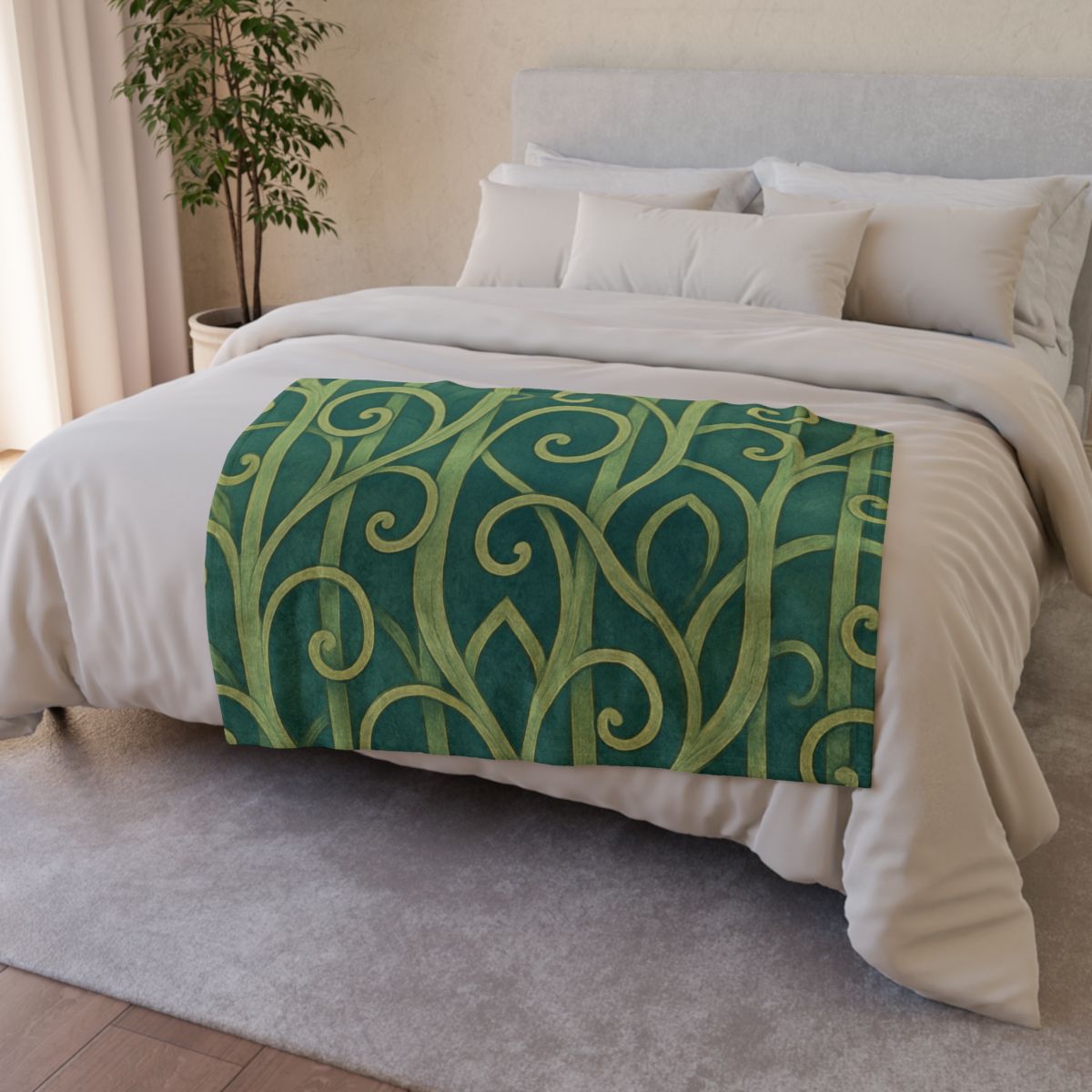 Tendriled Lattice Cascade soft fleece blankets