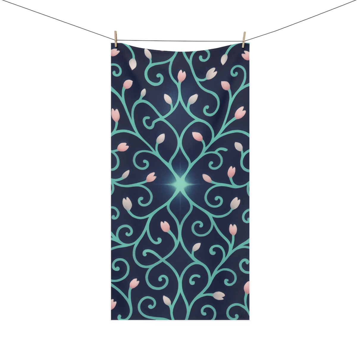 Tendrilled Star Lattice designer printed towels