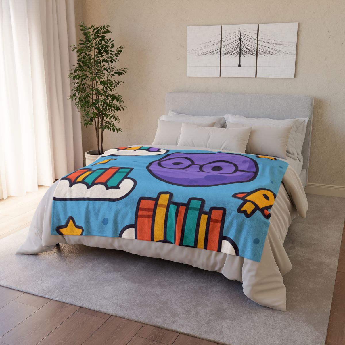 The Cloud Library Of Planet Puff personalized cozy blankets