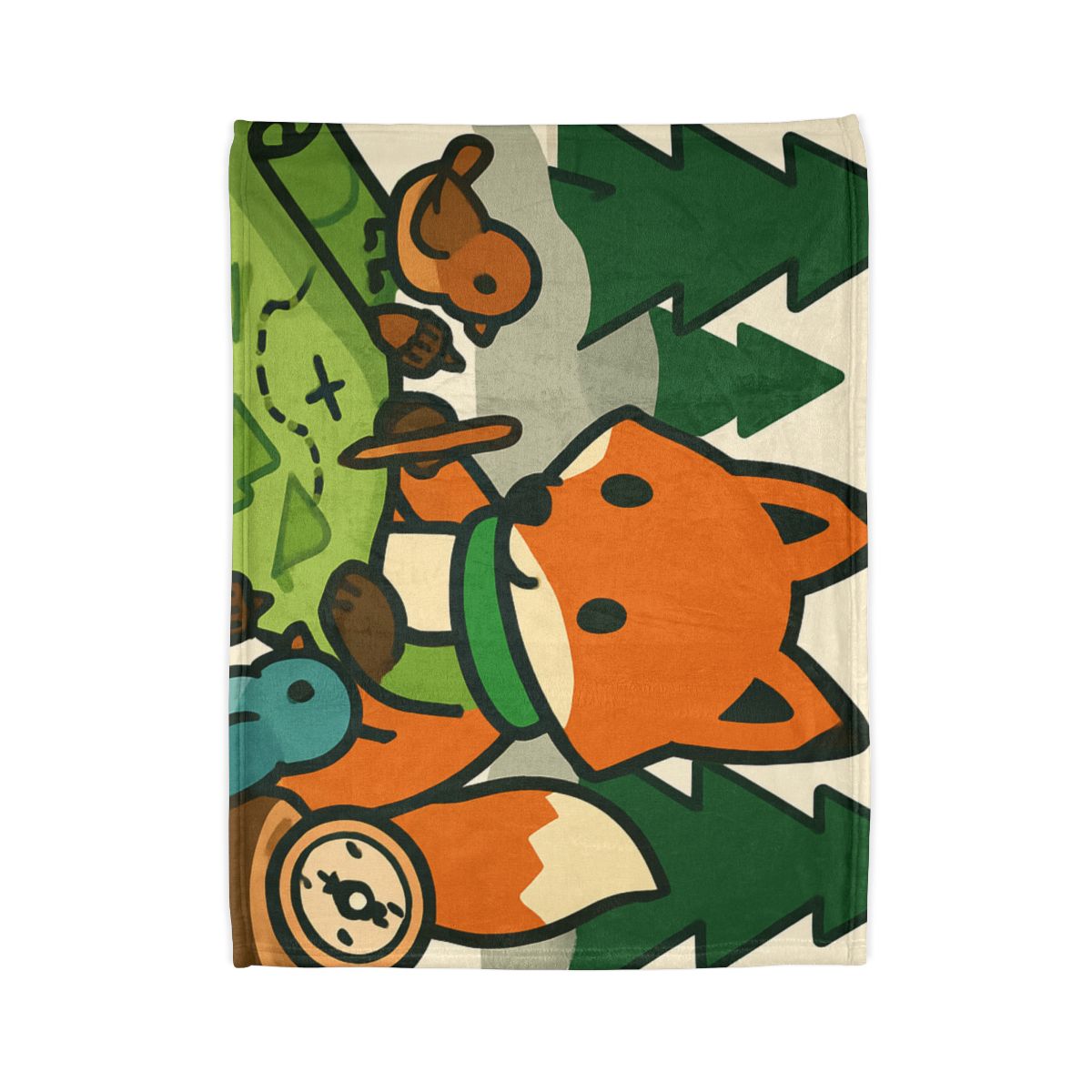 The Map Making Fox In Misty Pines personalized cozy blankets