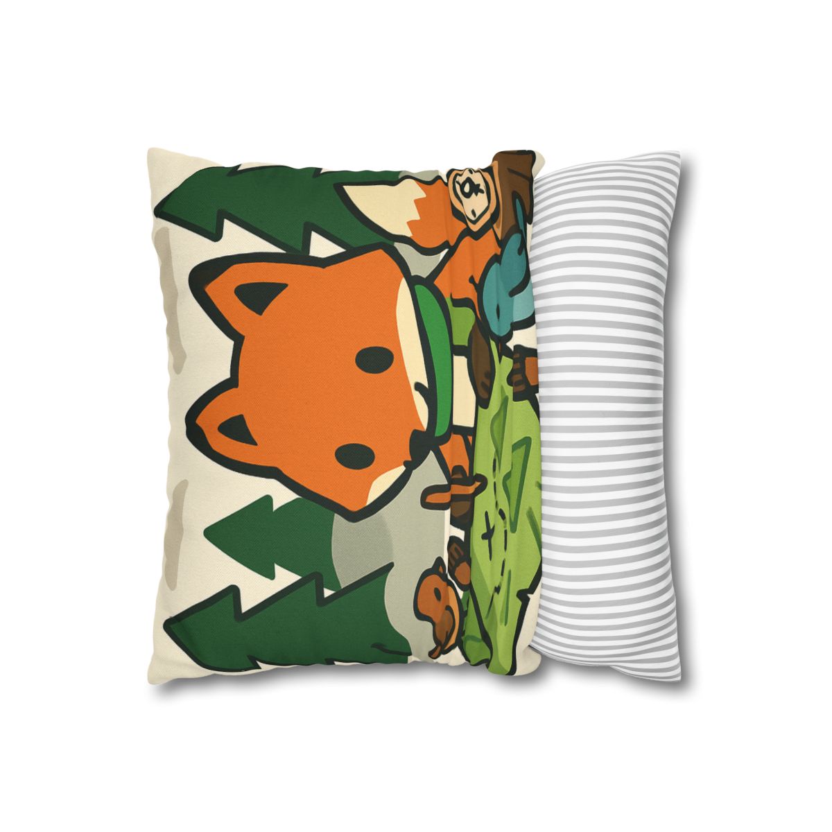 The Map Making Fox In Misty Pines designer print pillow cases