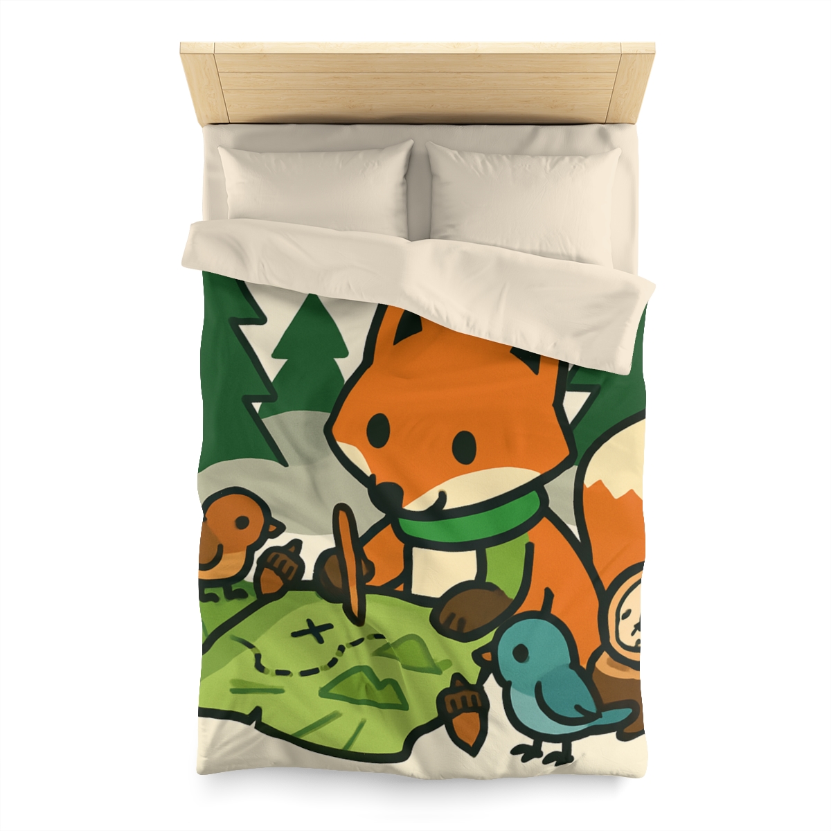 The Map Making Fox In Misty Pines duvets for gifts