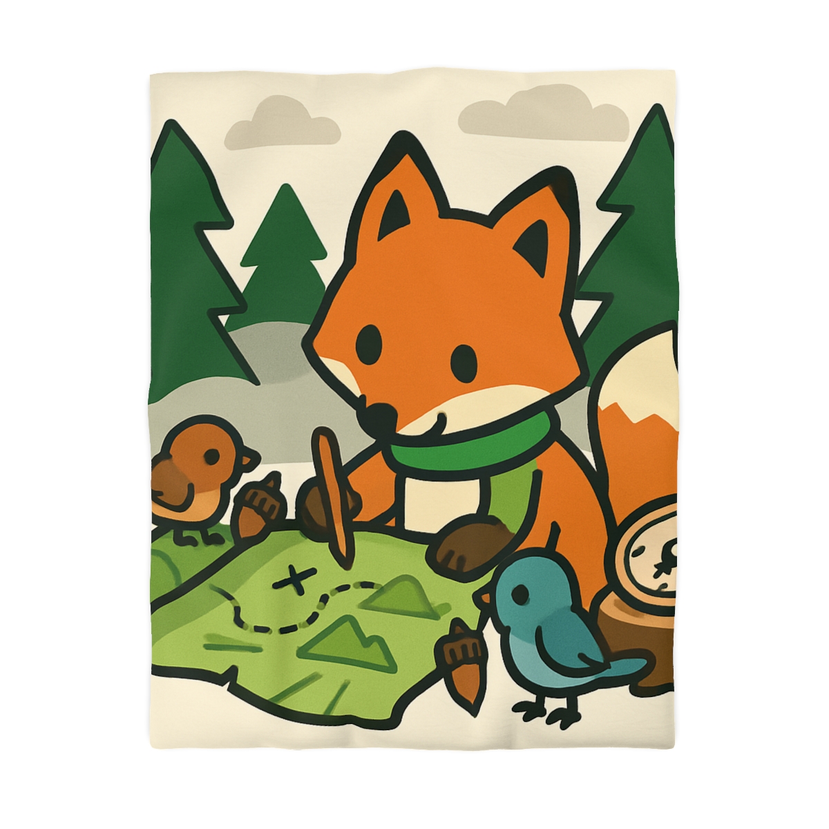 The Map Making Fox In Misty Pines duvets for gifts
