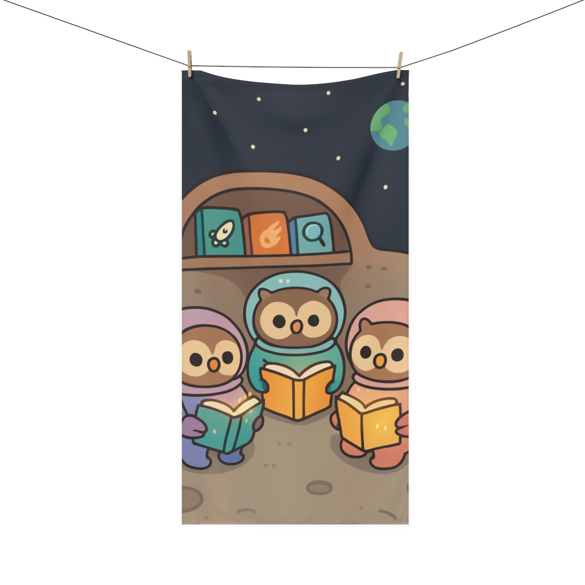 The Moon Library Owls decorative home towels