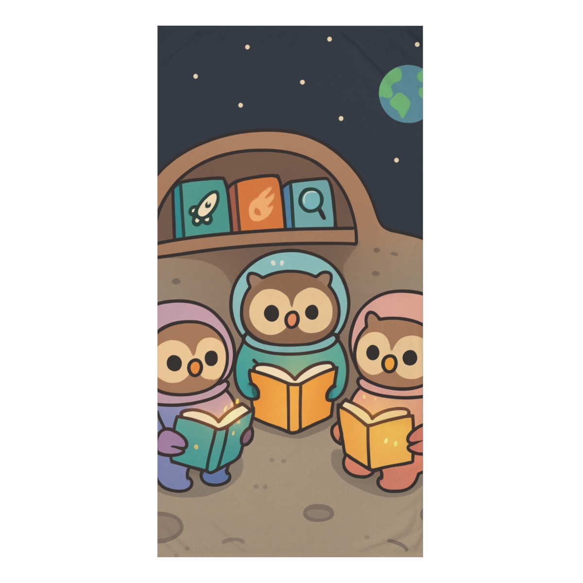 The Moon Library Owls decorative home towels