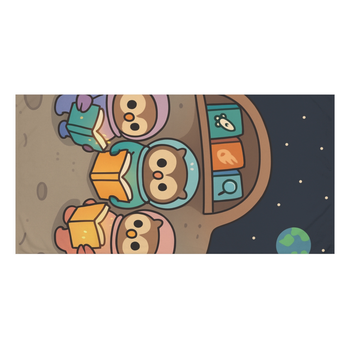 The Moon Library Owls decorative home towels