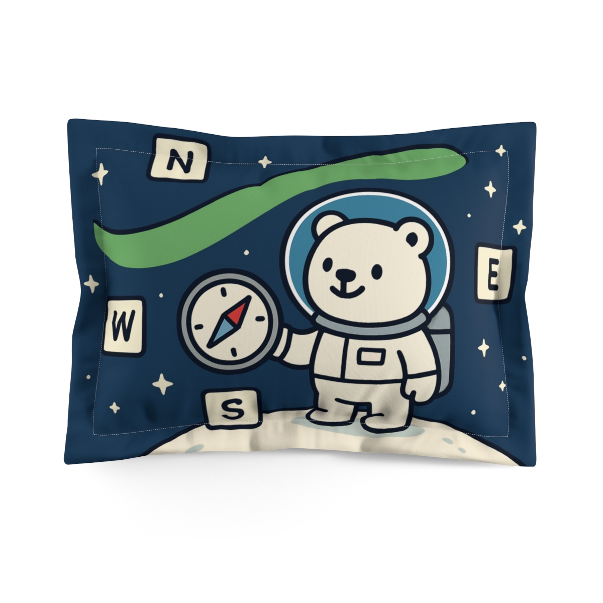The Polar Bear Astronaut And The Aurora Compass soft plush pillows