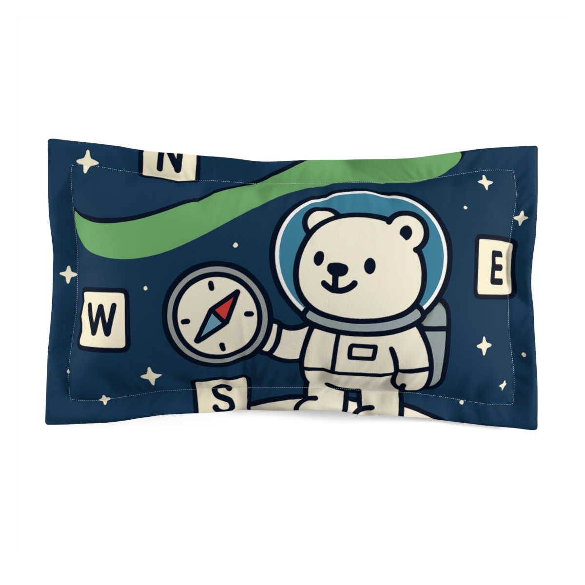 The Polar Bear Astronaut And The Aurora Compass soft plush pillows