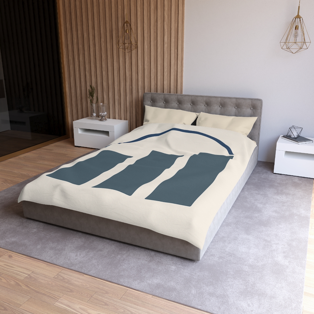 Three Bars With Hanging Arc designer printed duvets