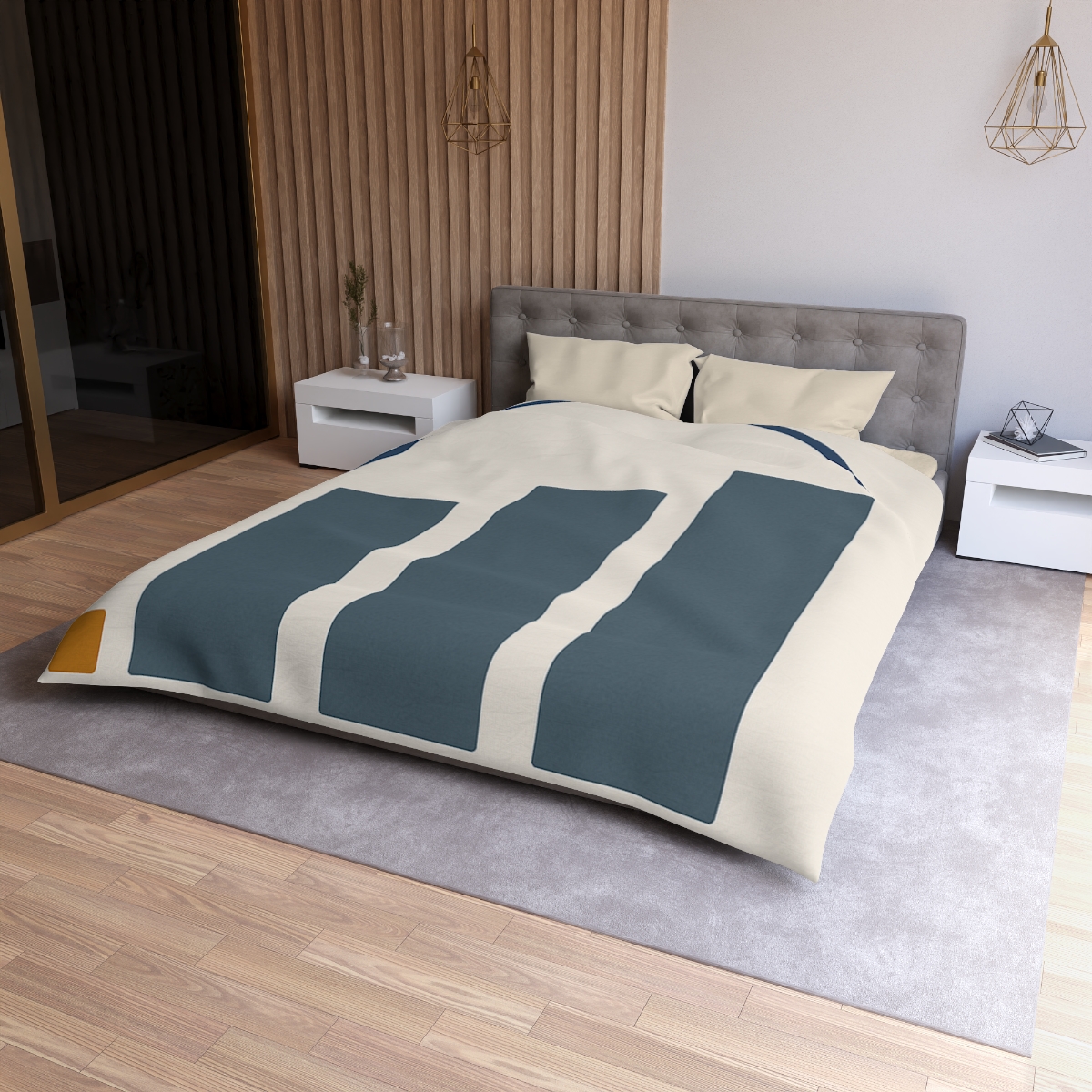 Three Bars With Hanging Arc designer printed duvets