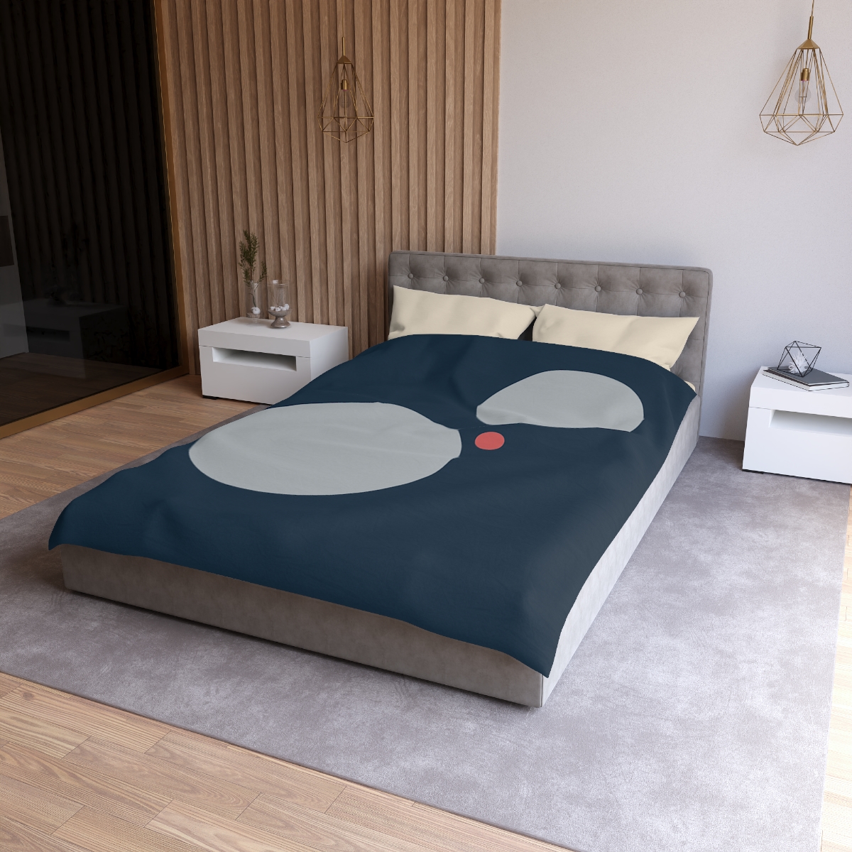 Three Quiet Circles designer printed duvets