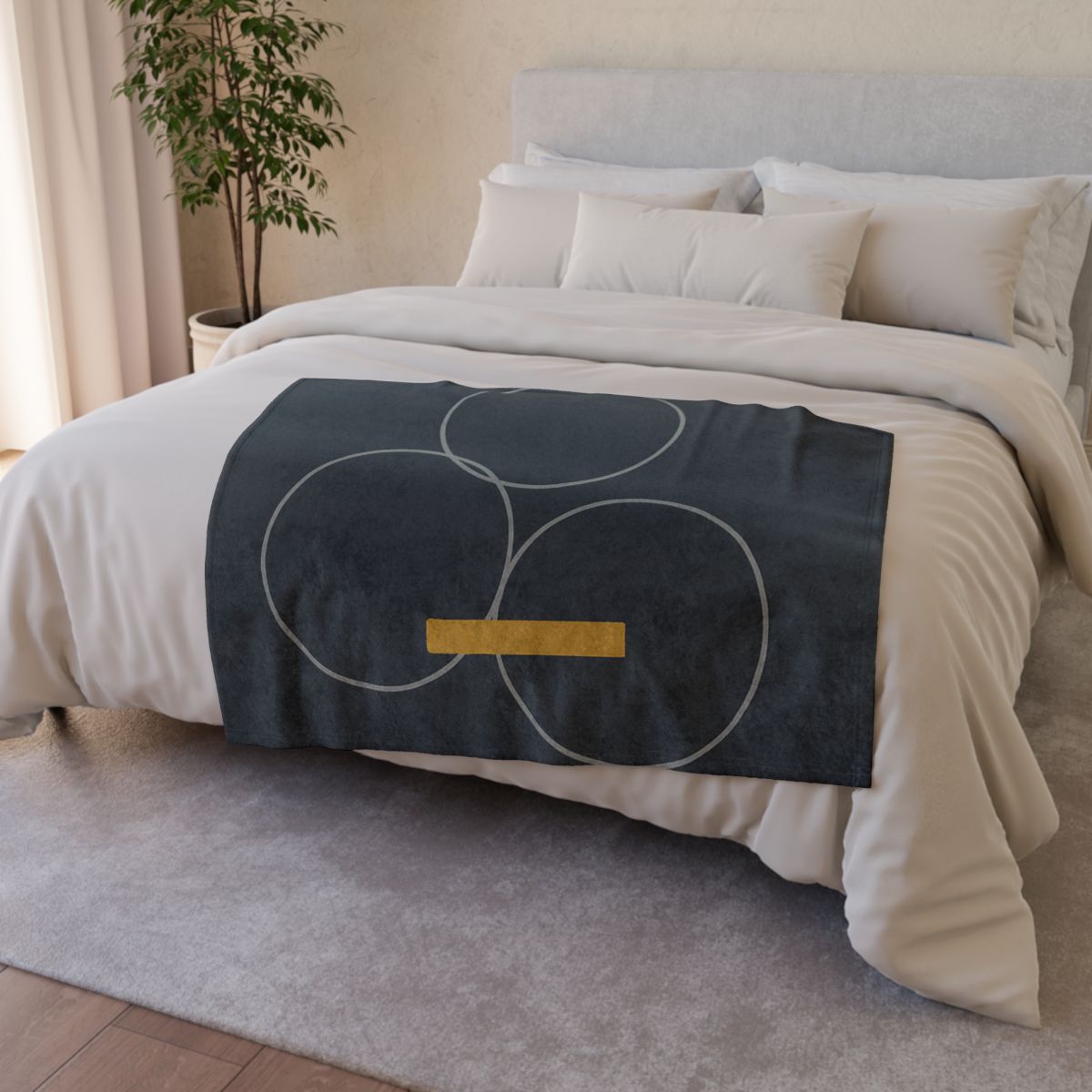 Three Rings With Shared Tangent Bar decorative home blankets