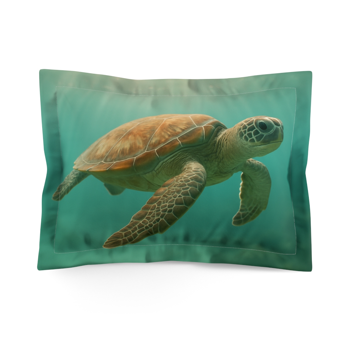 Tidal Drift Green Sea Turtle stylish throw pillows