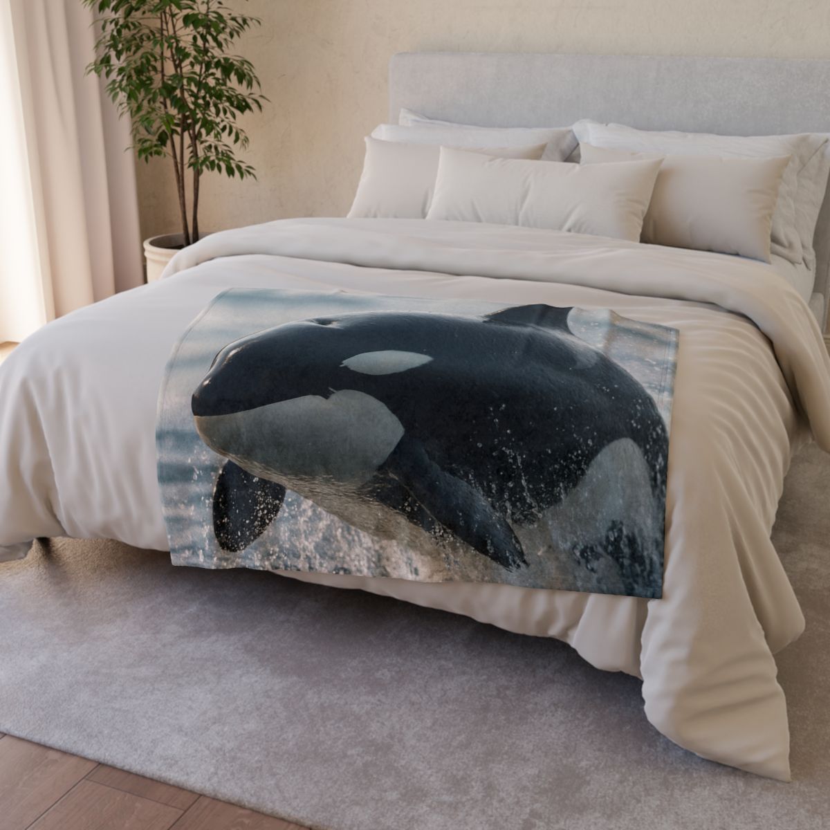 Tidal Monarch Orca personalized cozy blankets