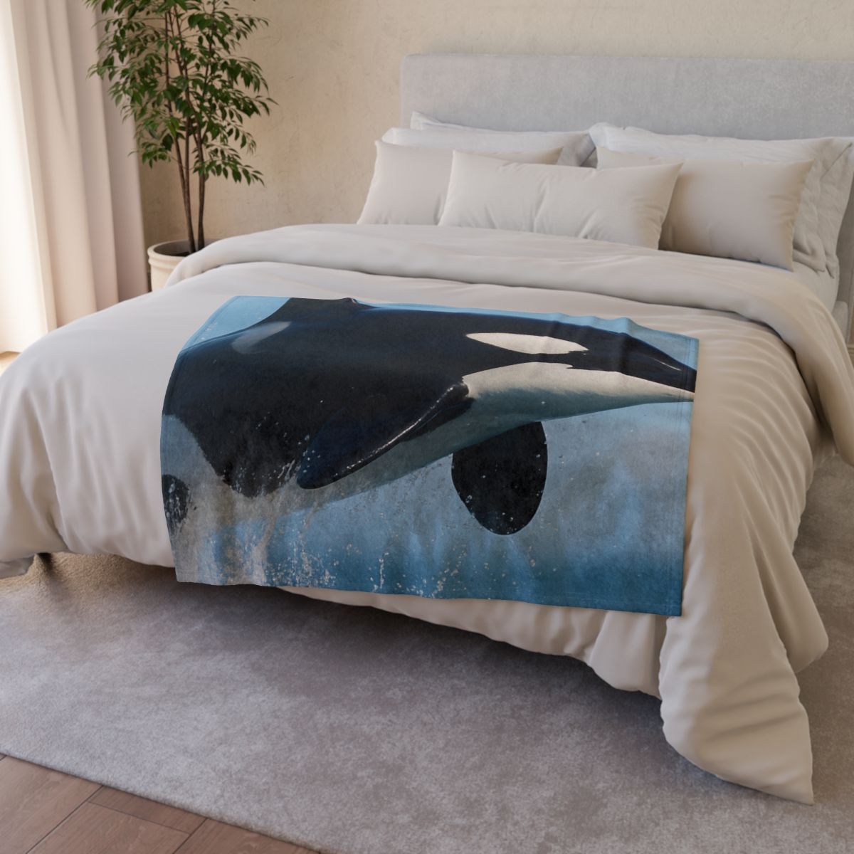 Tidal Monarch Orca soft fleece blankets