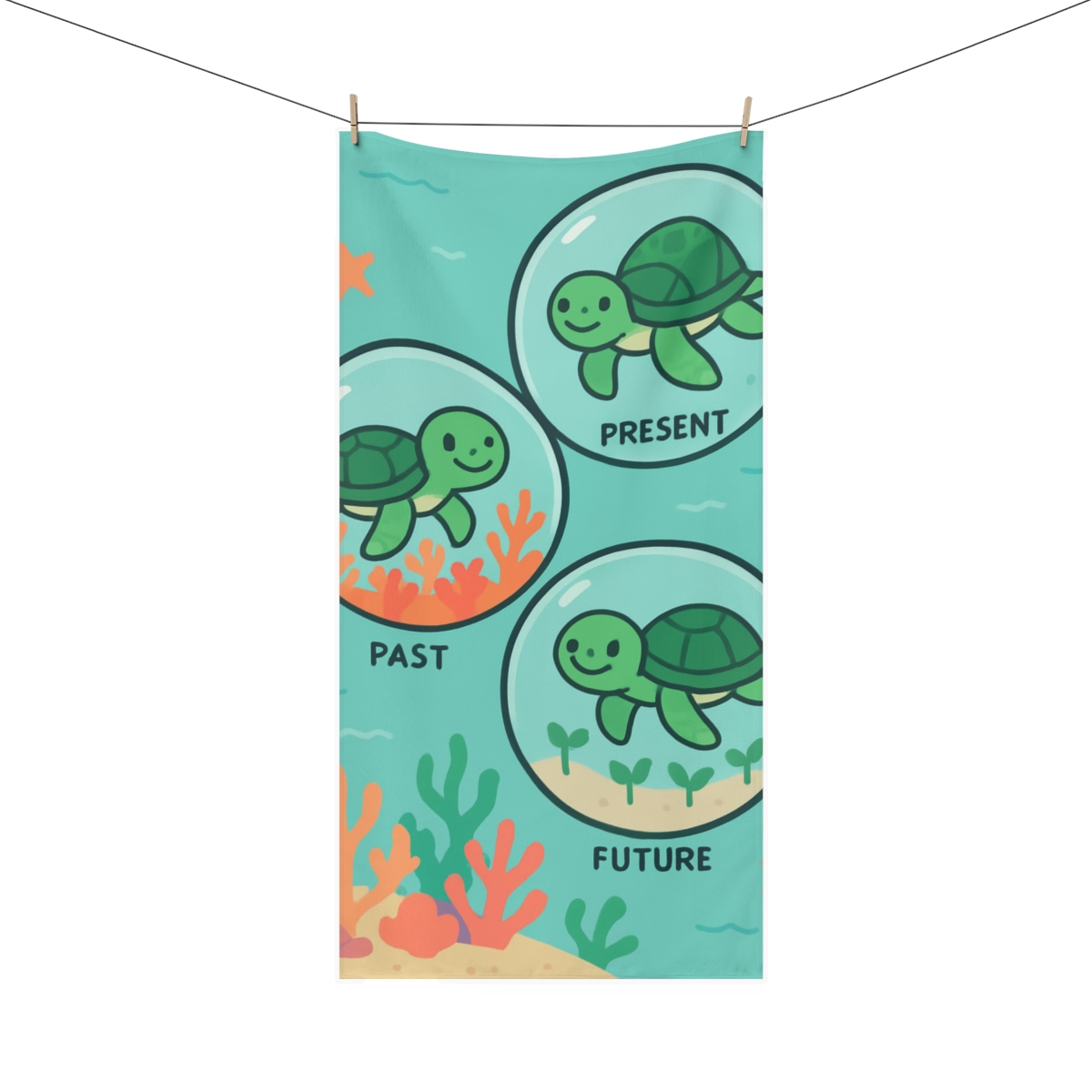 Time Bubble Turtles comfortable face towels
