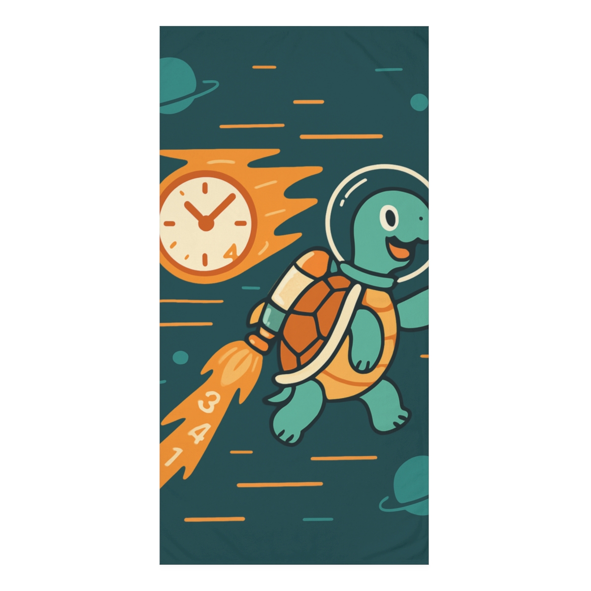 Time Comet Turtle Race personalized bath towels