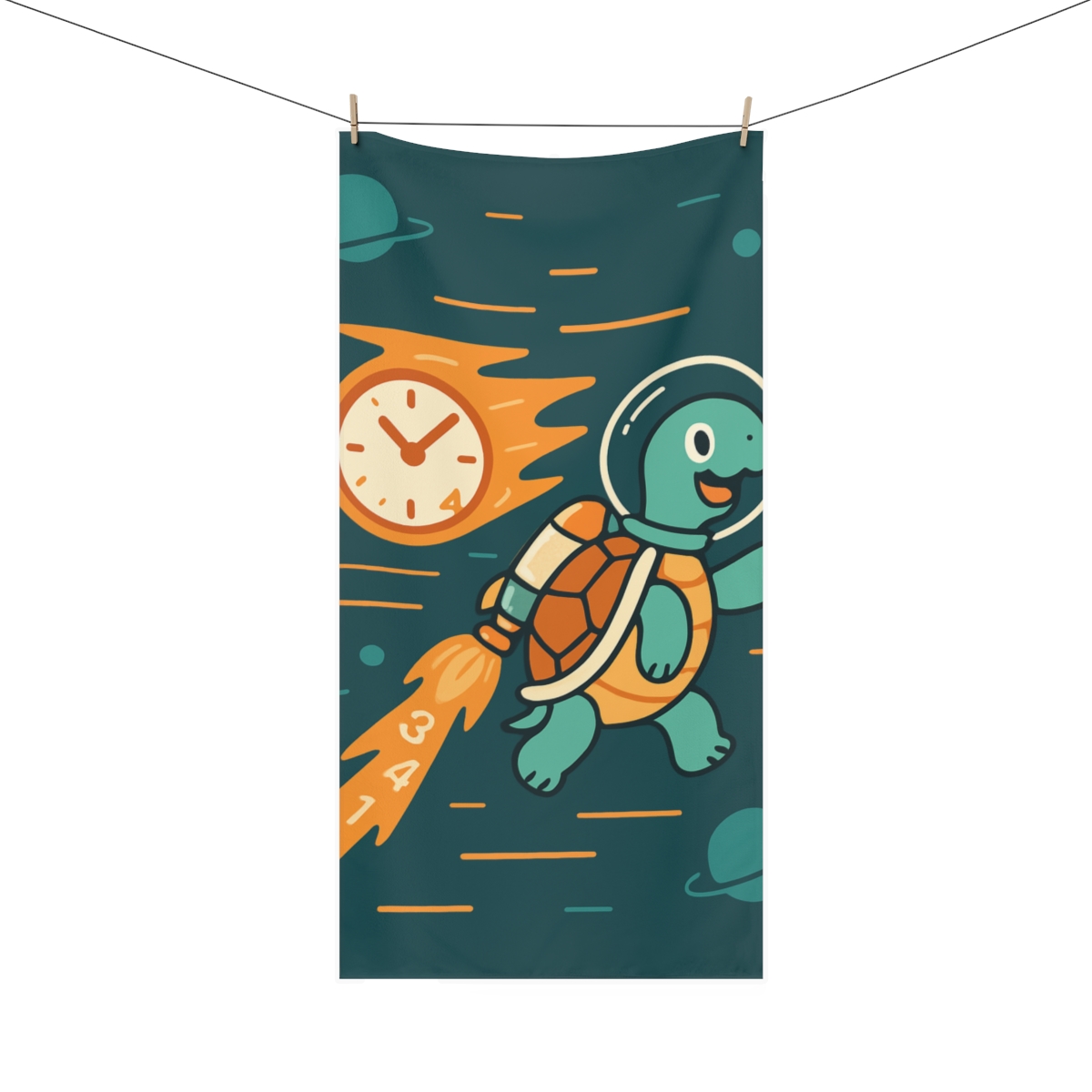 Time Comet Turtle Race personalized bath towels