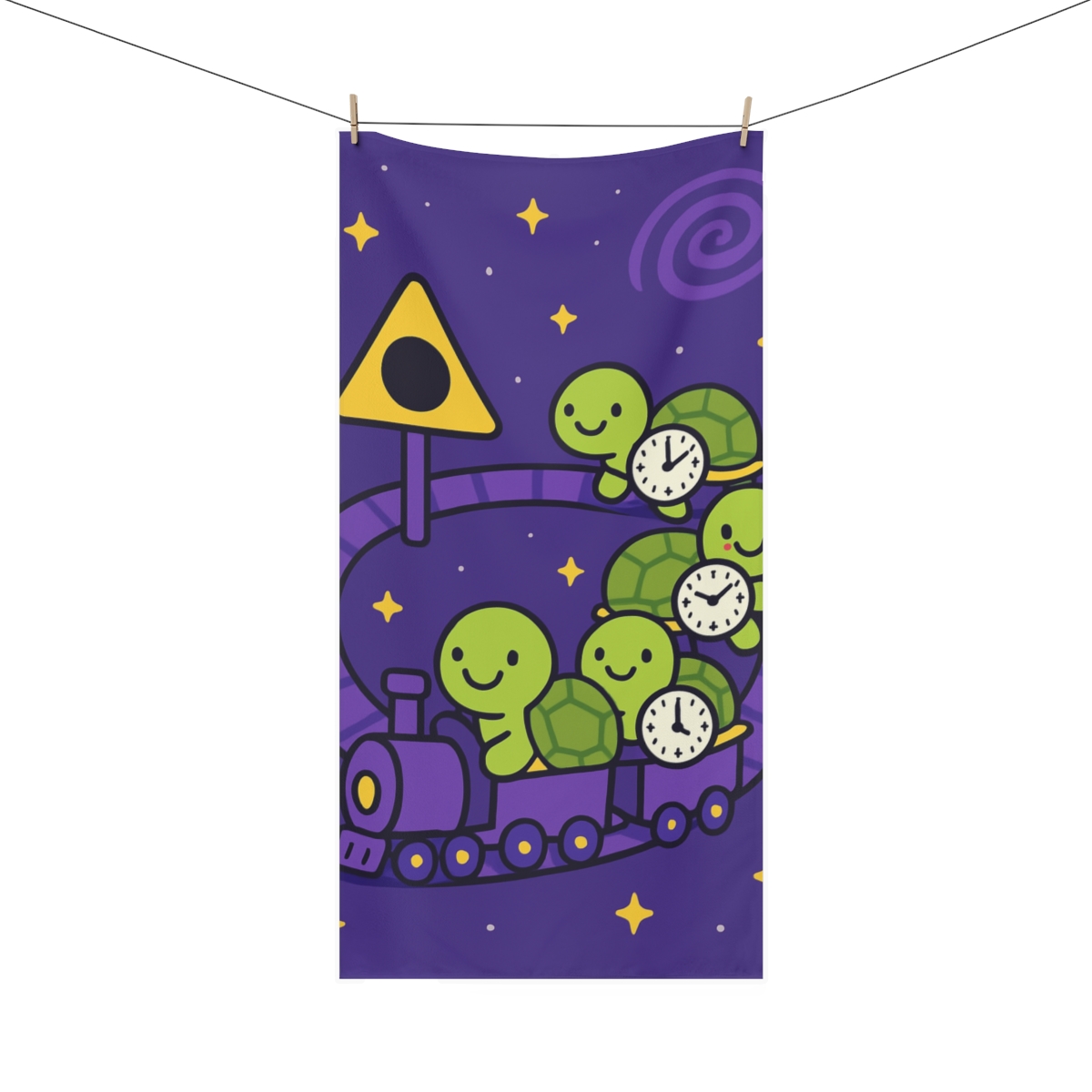Time Dilation Train Of Turtles personalized bath towels