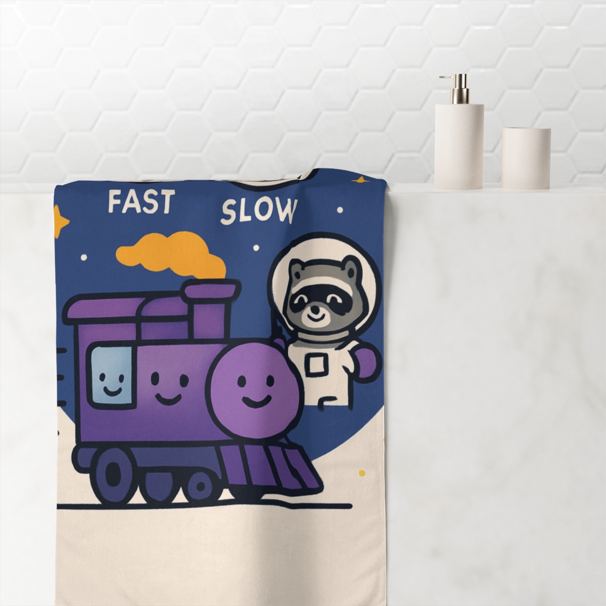Time Dilation Train Through The Star Tunnel designer printed towels