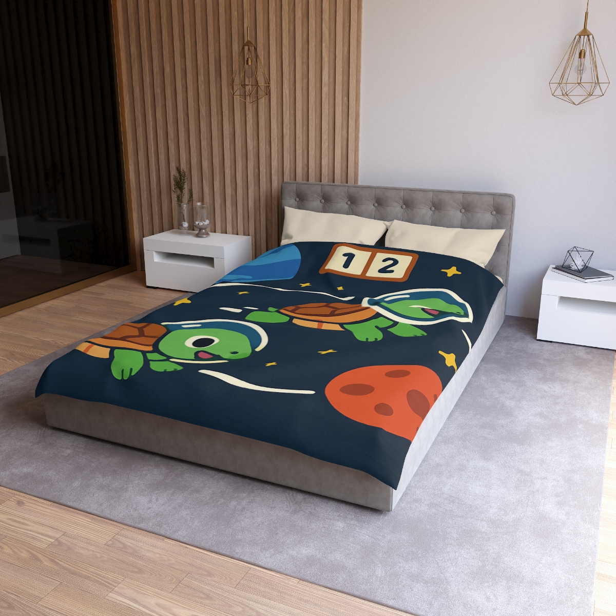 Time Dilation Turtle Race Across Star Track trendy bedroom duvets