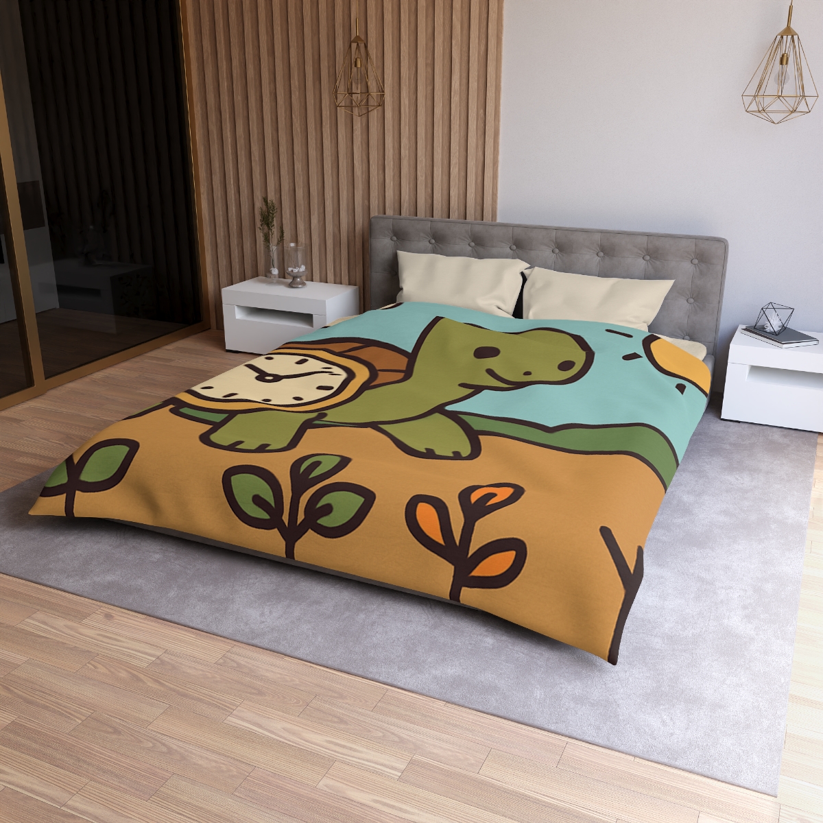 Time Travel Turtle Garden designer printed duvets