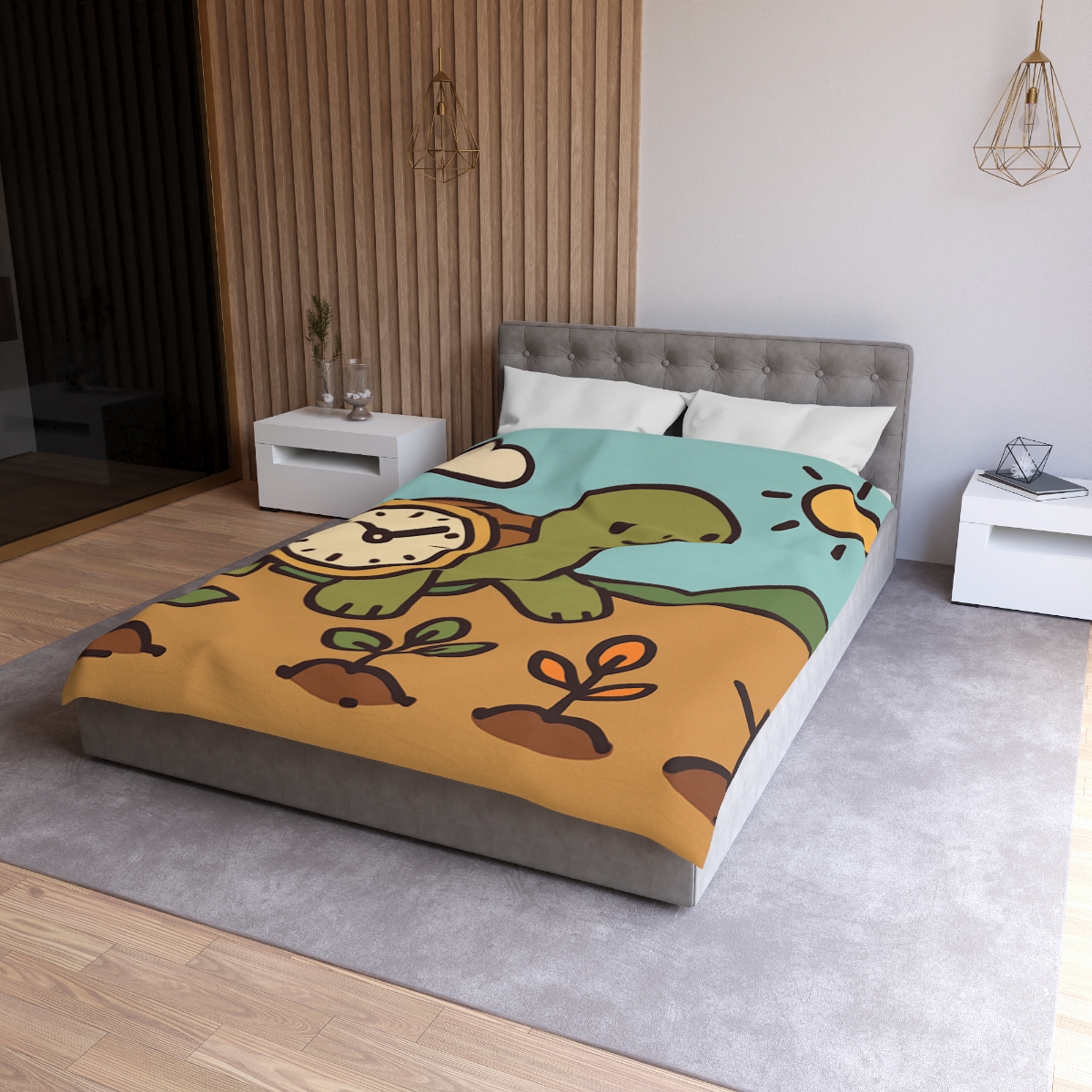 Time Travel Turtle Garden designer printed duvets