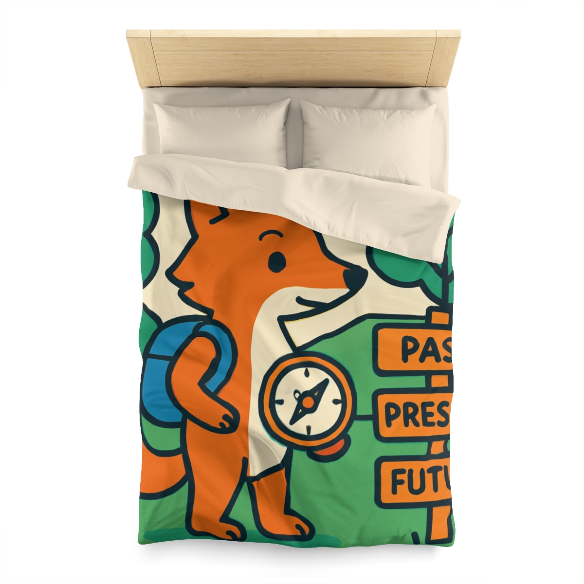Time Traveling Forest Fox designer printed duvets