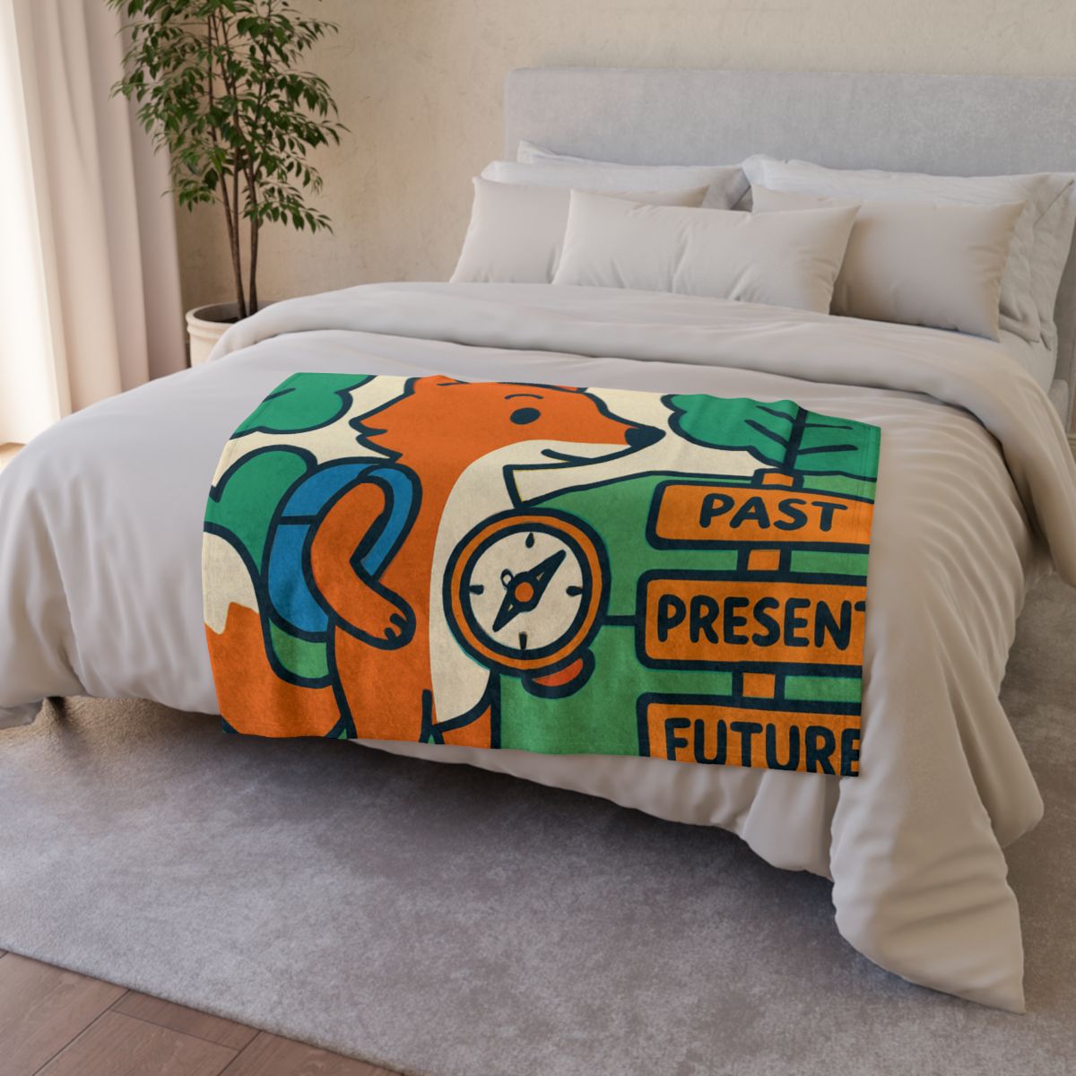 Time Traveling Forest Fox decorative home blankets