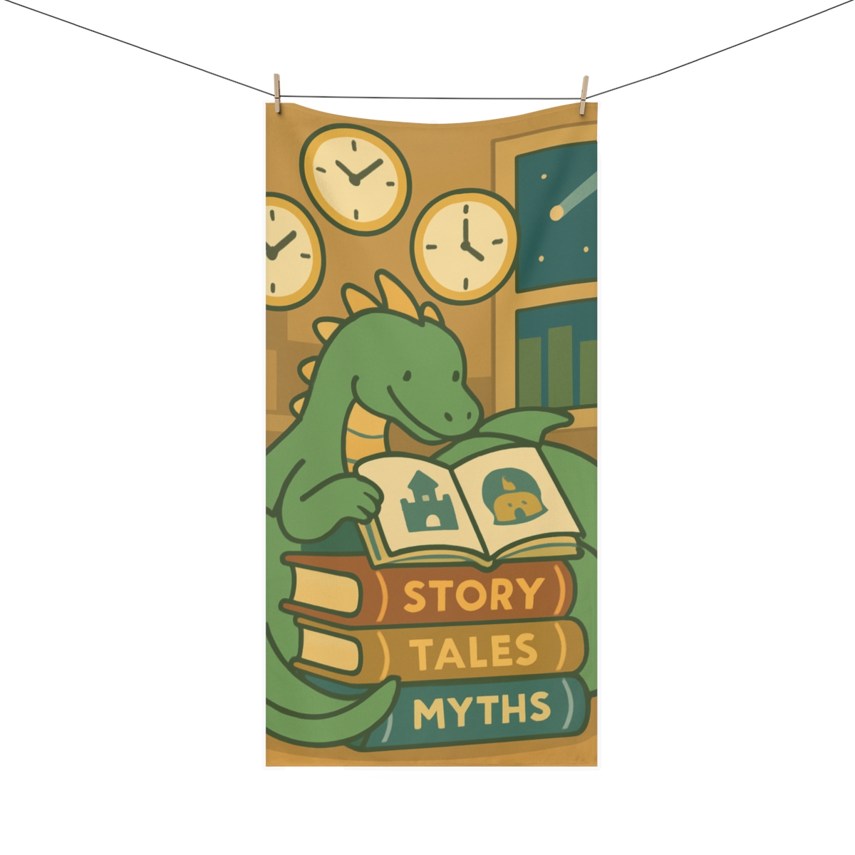 Time Traveling Library Dragon comfortable face towels