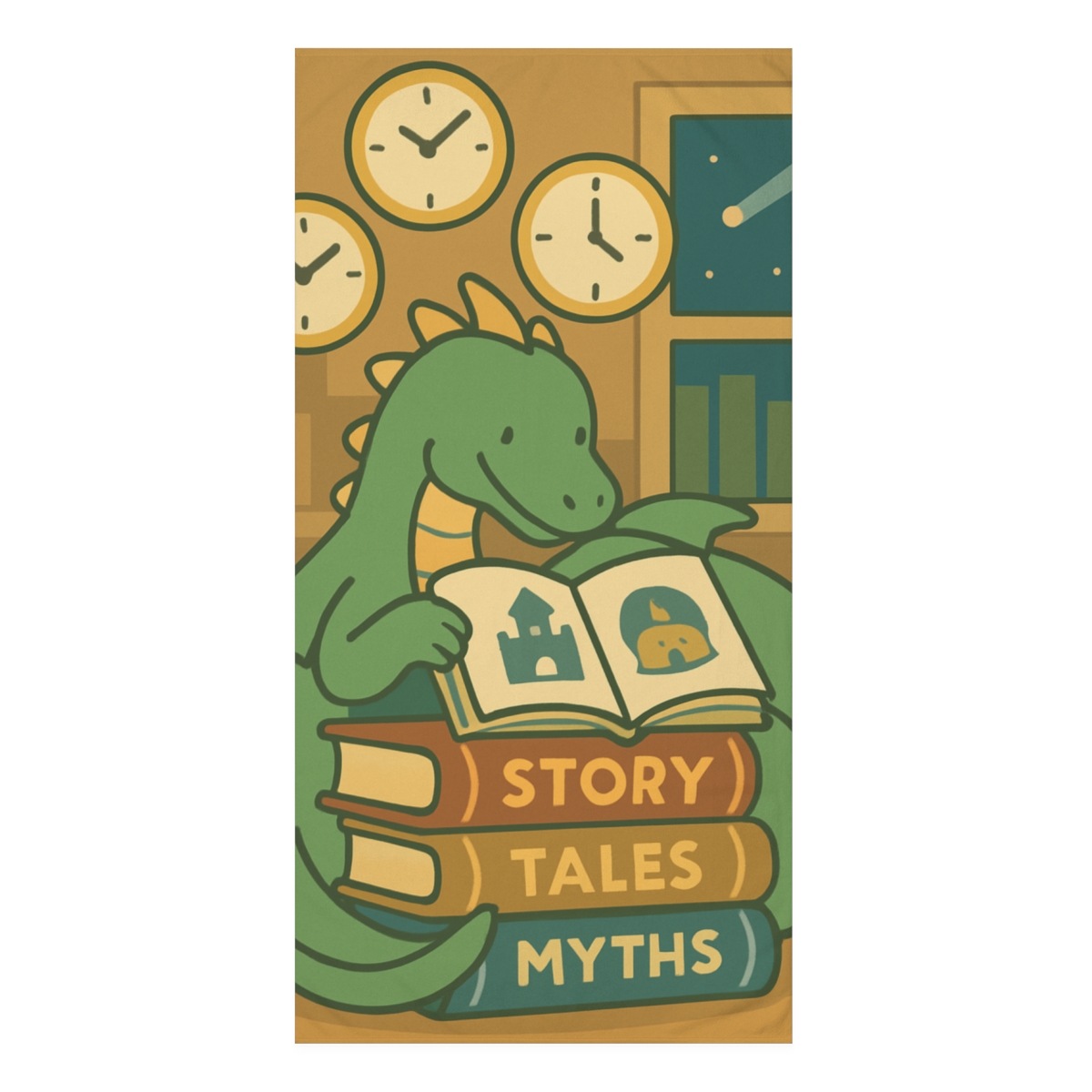 Time Traveling Library Dragon comfortable face towels