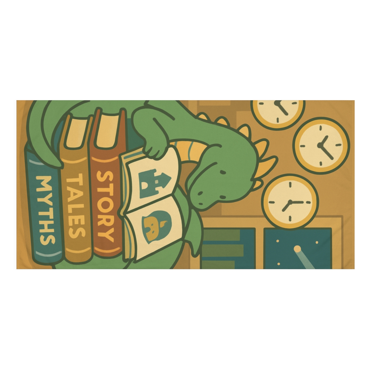Time Traveling Library Dragon comfortable face towels