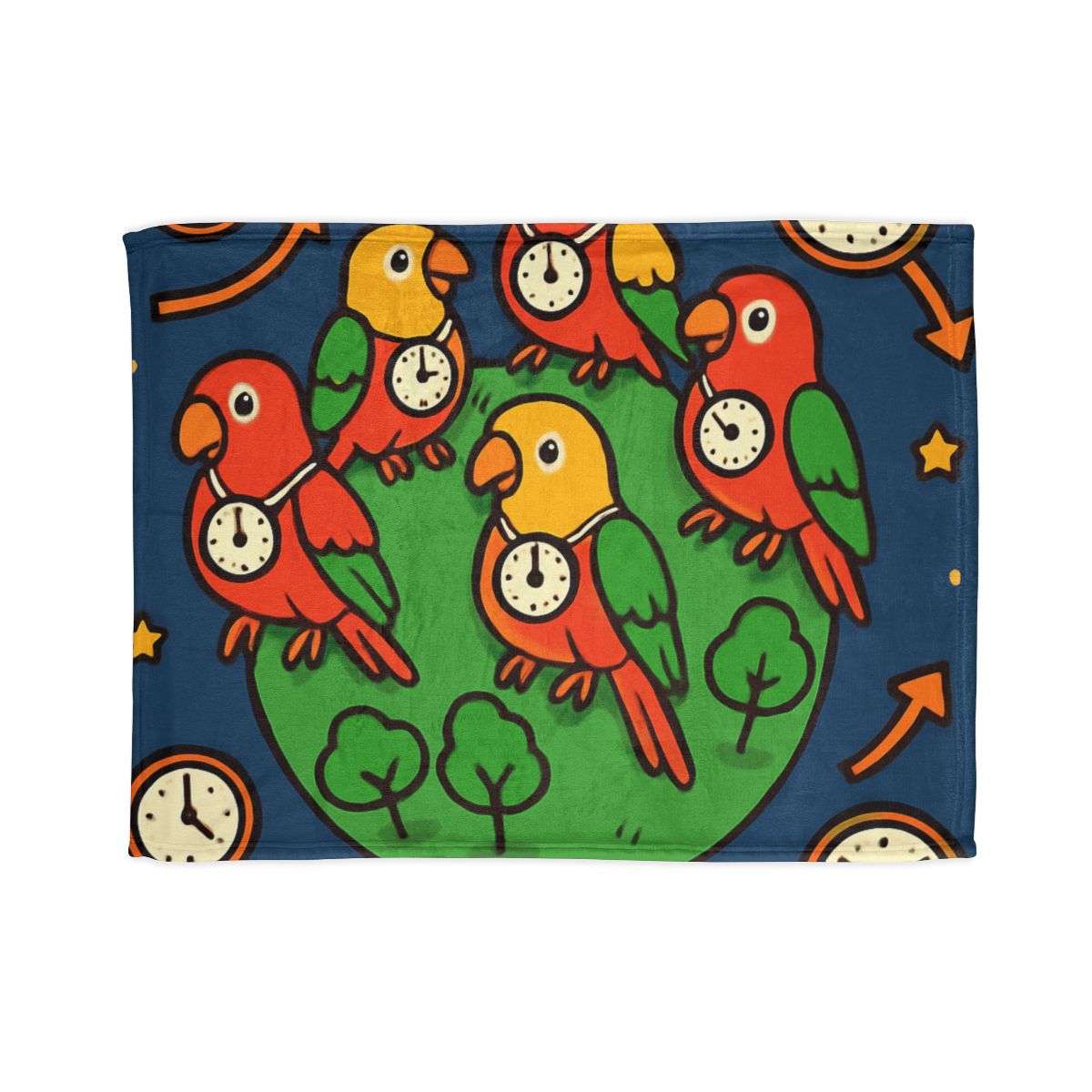 Time Traveling Parrot Planet personalized cozy blankets