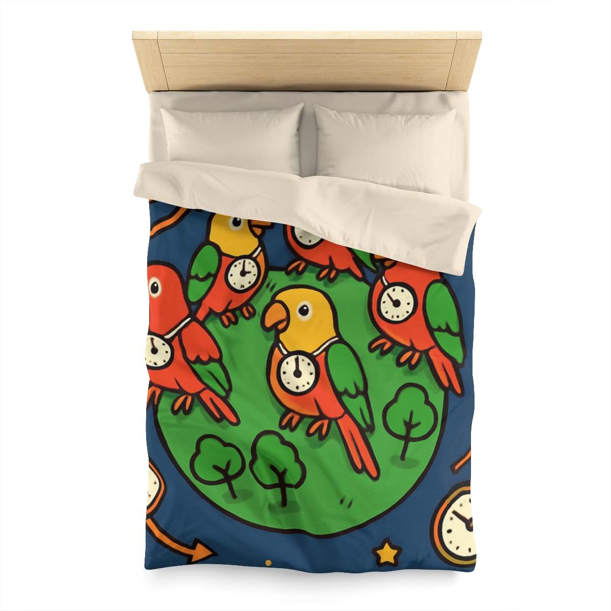 Time Traveling Parrot Planet personalized bedding duvets