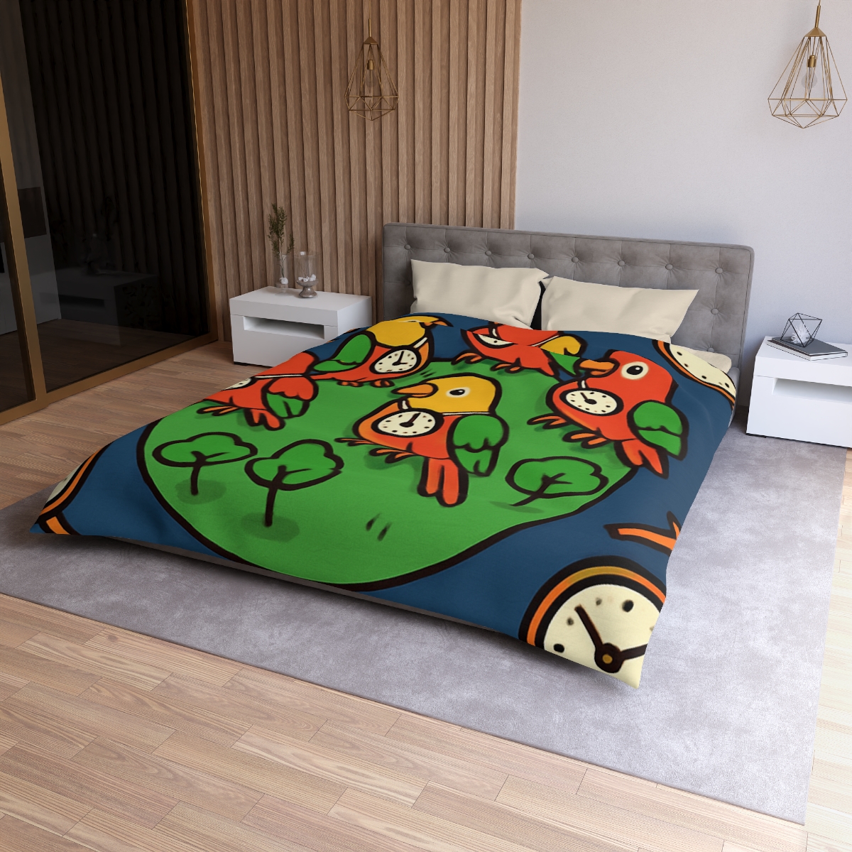 Time Traveling Parrot Planet personalized bedding duvets