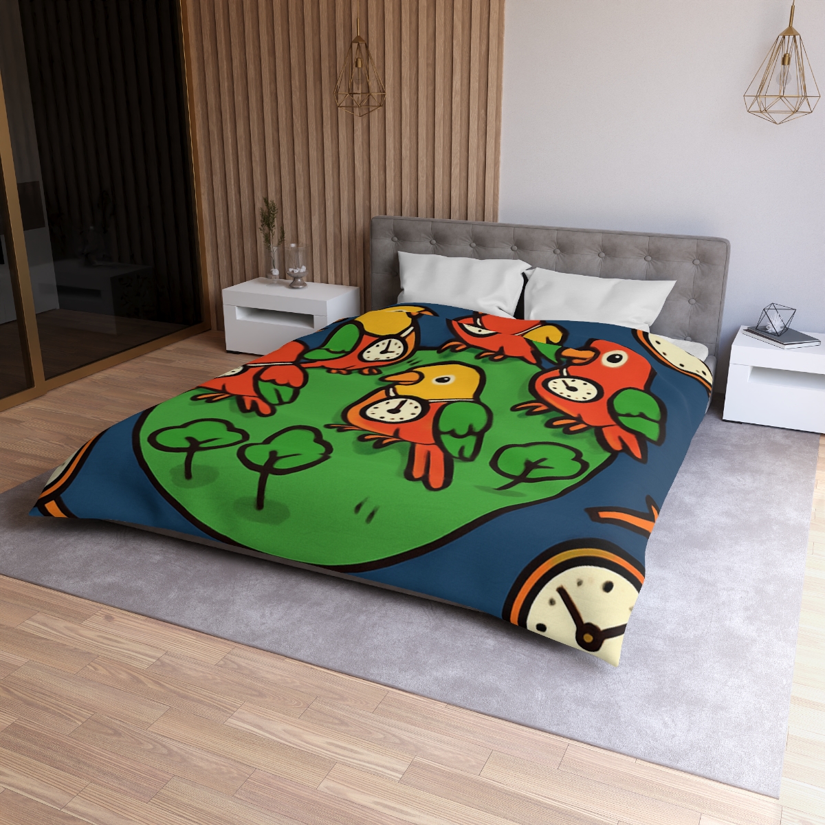 Time Traveling Parrot Planet personalized bedding duvets