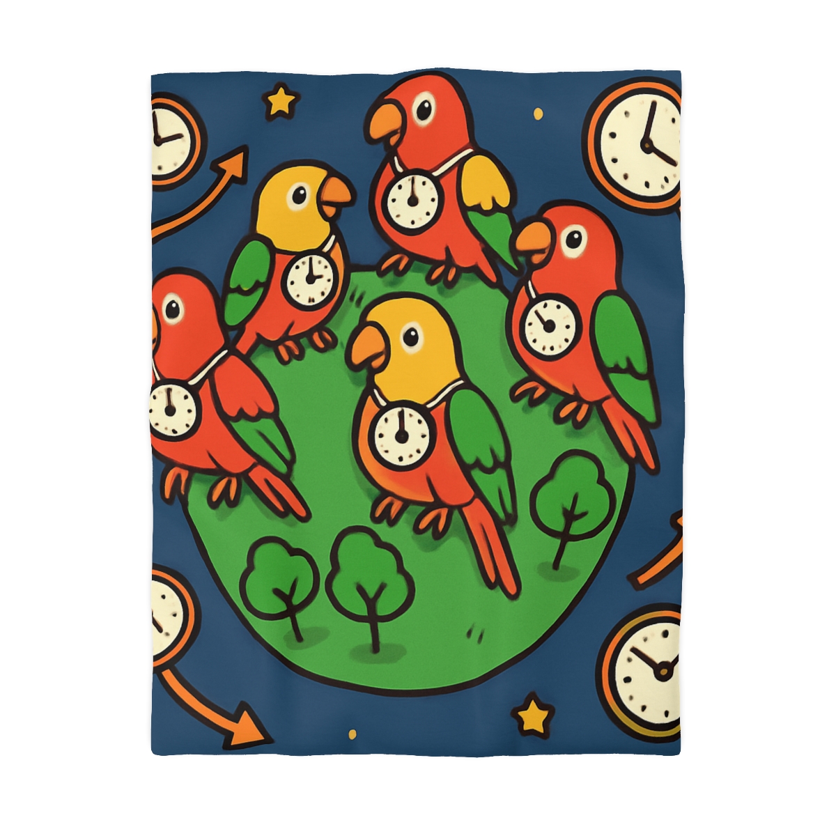 Time Traveling Parrot Planet personalized bedding duvets