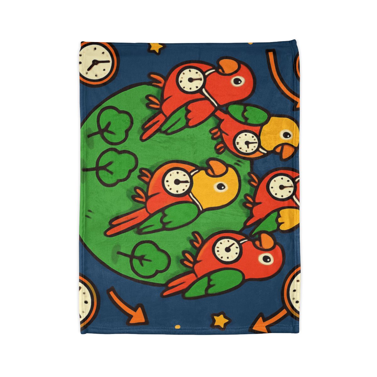 Time Traveling Parrot Planet personalized cozy blankets