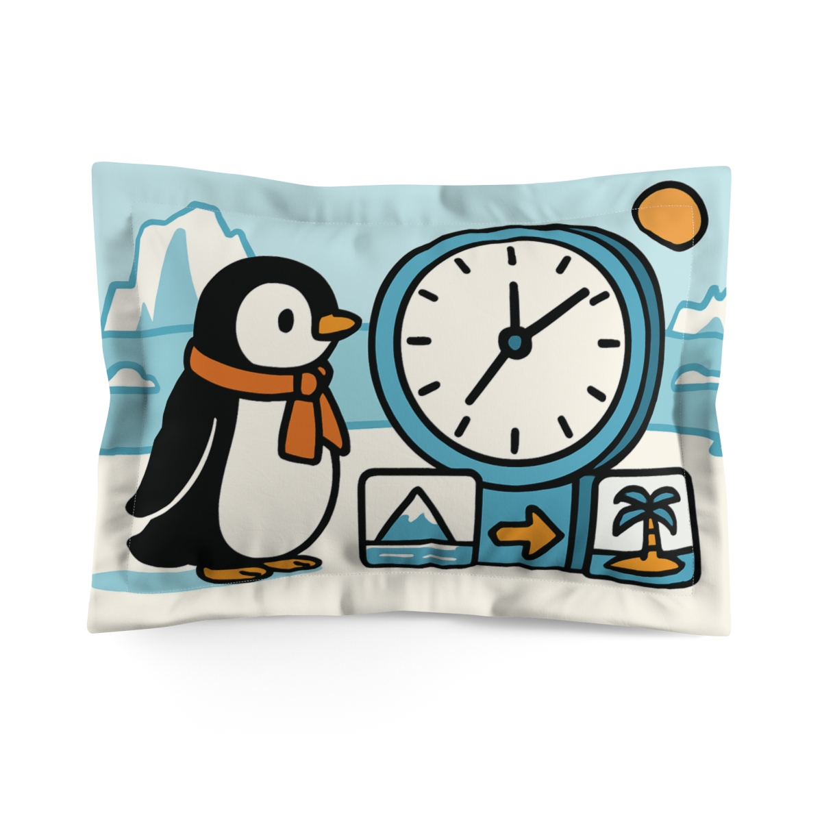 Time-Traveling Penguin stylish throw pillows
