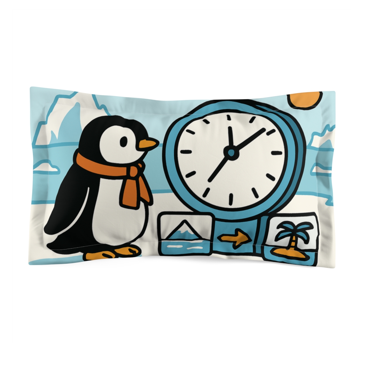 Time-Traveling Penguin stylish throw pillows