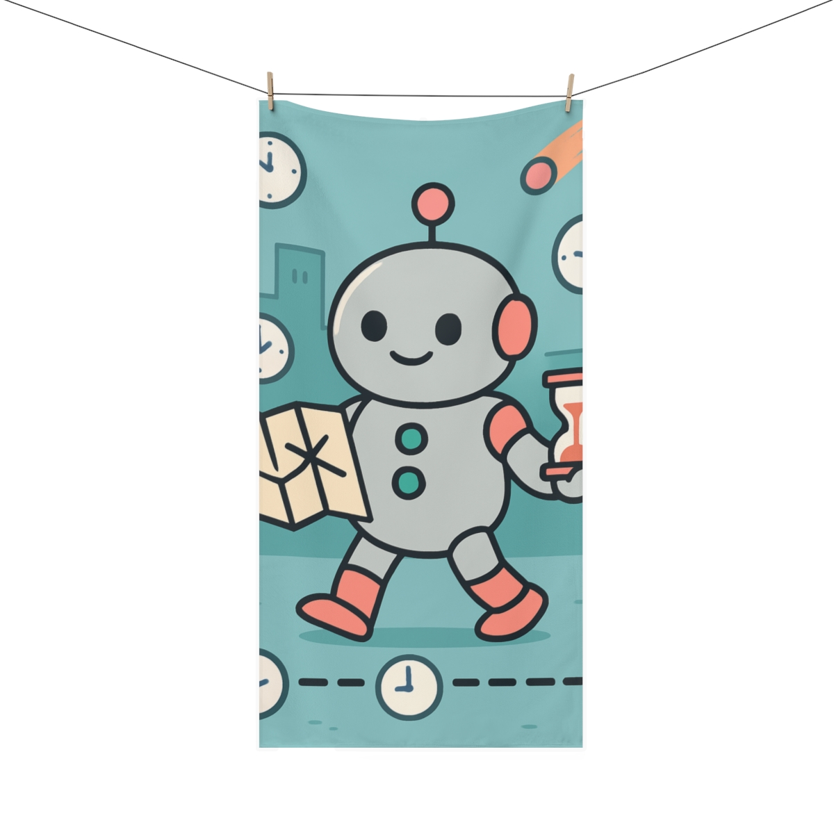 Time Traveling Robot soft cotton towels