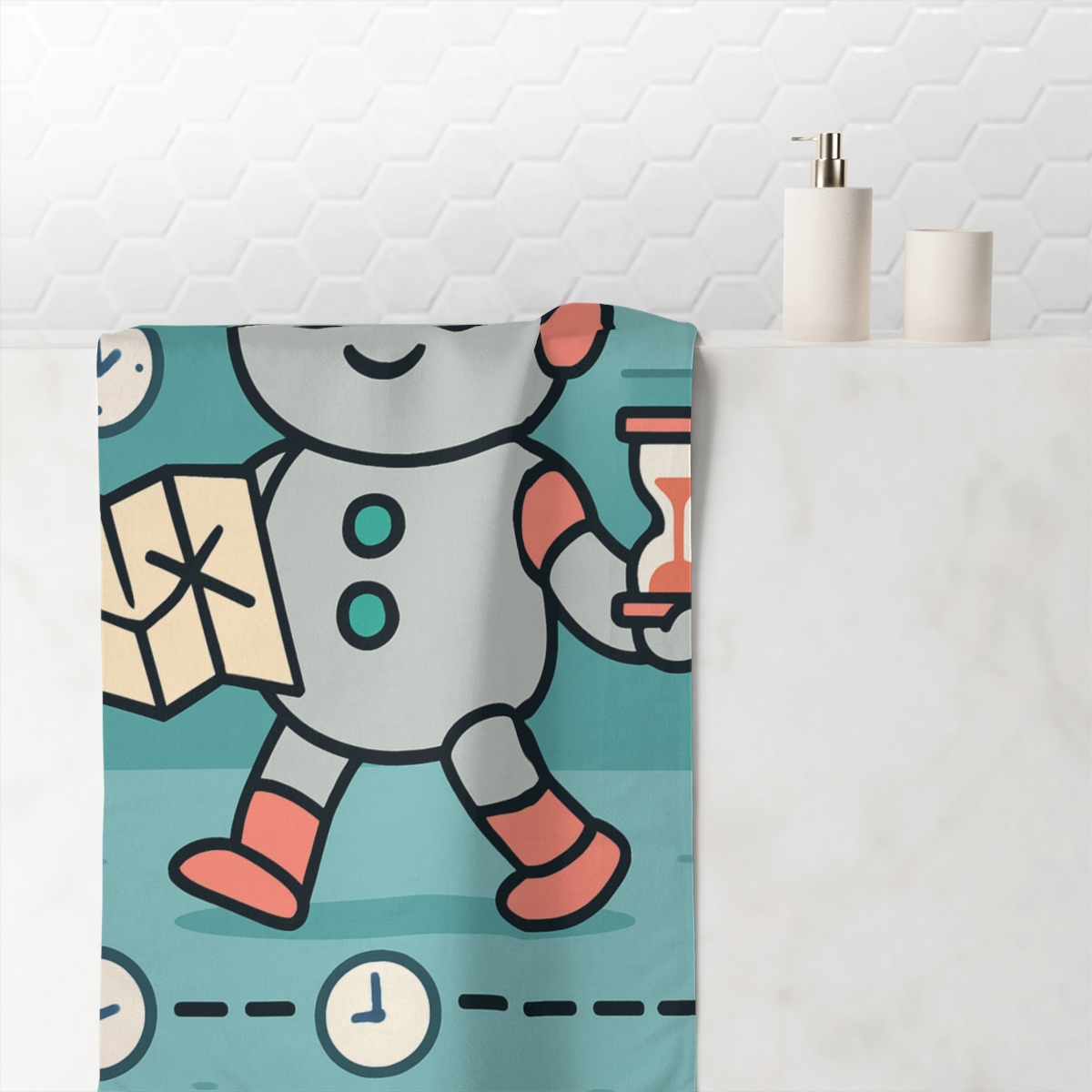 Time Traveling Robot soft cotton towels
