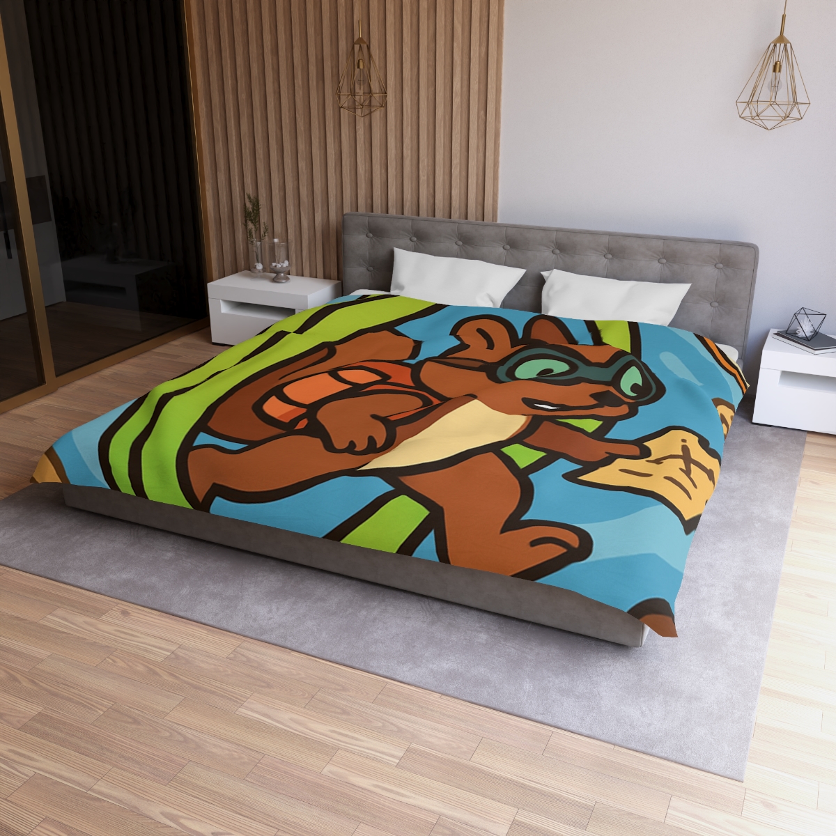 Time-Traveling Squirrel Explorer designer printed duvets