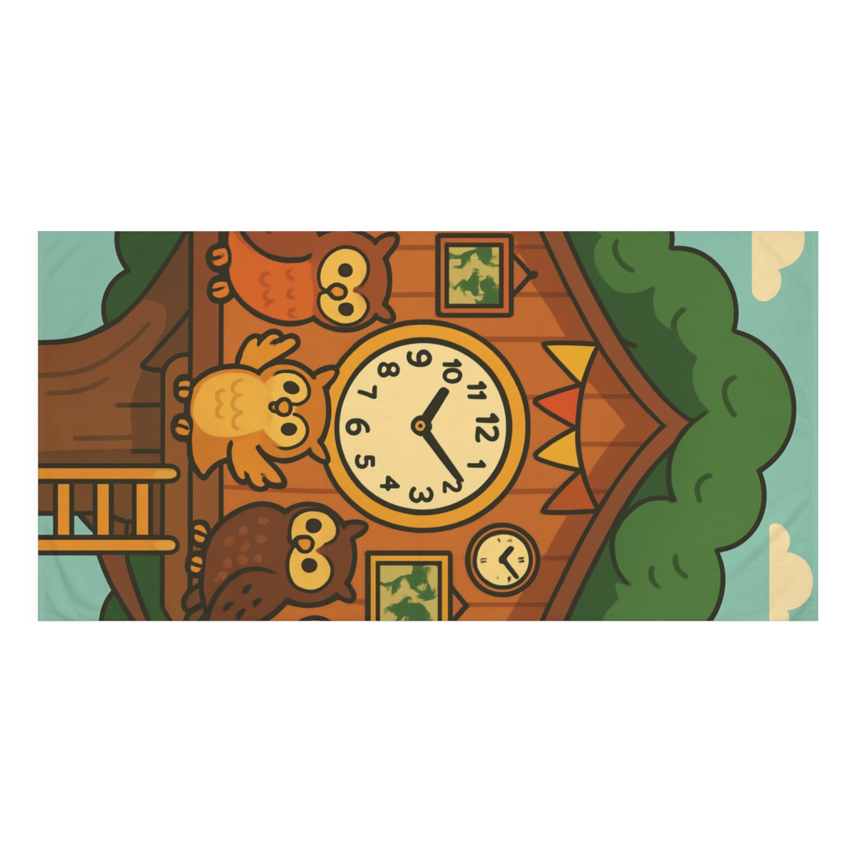 Time Traveling Treehouse Owls trendy hand towels